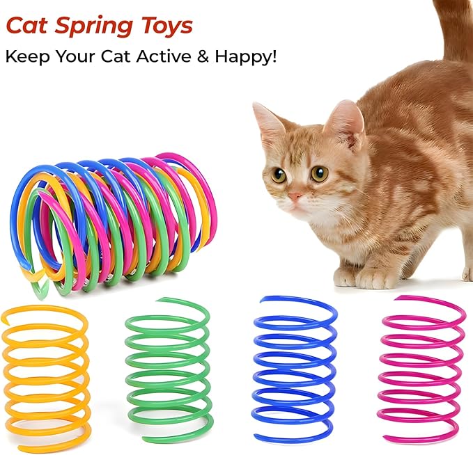 3-Pack Interactive Cat Toys Ball - 2025 New Gen with Smart Obstacle Avoidance &amp; Auto Wake-Up,Includes 4 Speedy Tail 2.0 Ropes,Cat Spiral Spring 12Pcs, Ideal Kitten Toys for Bored Indoor Cats