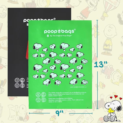 The Original Poop Bags® 38% USDA Biobased Pet Waste Bags, Peanuts Design, Leak-Resistant &amp; Durable, Black/Green, 360 Count