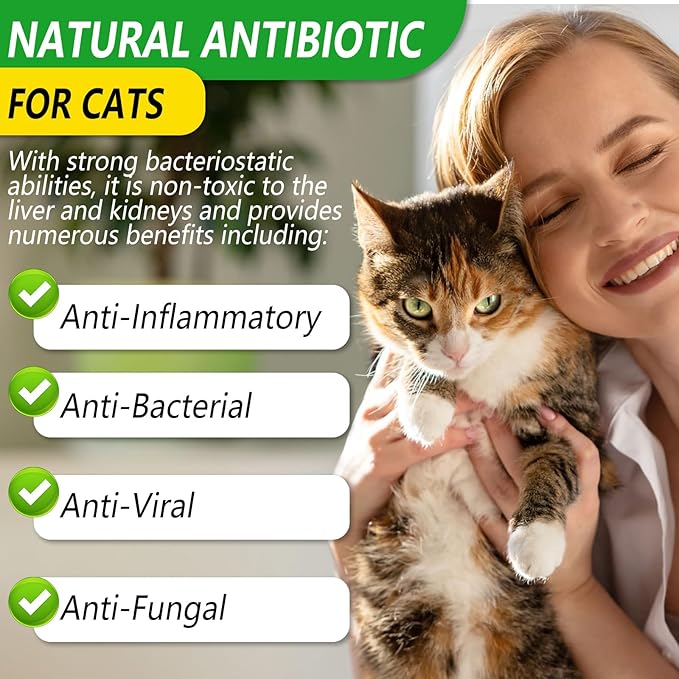 2PACK Antibiotics for Cats, Cats Antibiotics for Injections, Natural antibiotic for Cat Immune &amp; Allergy Relief, Cough Relief, Yeast Injection, UTI Treatments, Cat Antibiotic Supplement Drops, 2*60ML