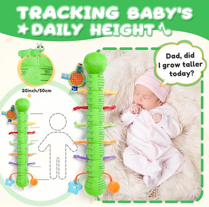Baby Toys 0-6-12 Months,Musical Caterpillar Stuffed Animals Activity Infant Toys with Crinkle,Rattles,Mirror&amp;Pull String,Muti-Sensory Toys Gifts for Newborn Tummy Time,Green,Knot prolegs