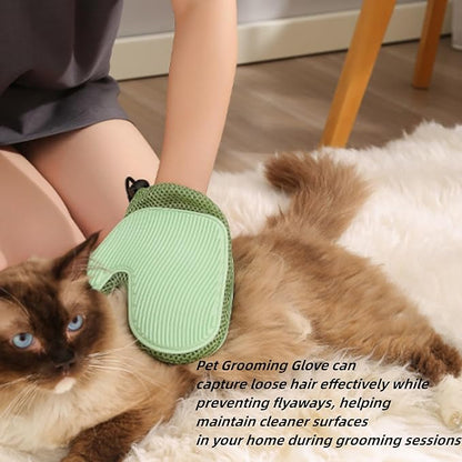 Pet Hair Remover Glove, All-in-One Grooming Mist Glove for Pets, Upgrade Efficient Pet Hair Remover Electrostatic Gloves Grooming Spray Comb, Gentle Deshedding Efficient for Dogs &amp; Cats (Green)
