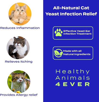 HA4E - Cat Yeast Protection - Homeopathic Support for Yeast Infections - All-Natural Preventive Care for Skin &amp; Ear Health - 300 Tablets