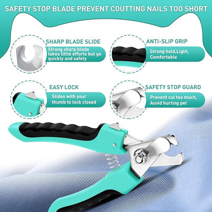 Dog Brush Kit for Grooming Short Long Haired Cats, 3 in 1 Dog Grooming Set for Small Animals, Puppy Self-Cleaning Slicker Brush for Shedding Medium &amp; Large Dogs. Free Pet Comb + Nail Clippers
