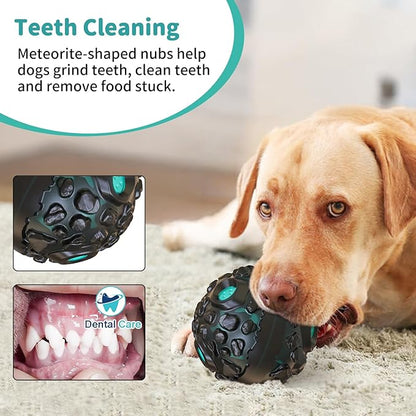 Dog Ball for Aggressive Chewers - Interactive Dog Toy Balls Fun Squeaky Sound to Keep Them Busy, Durable for Small Medium Large Breeds, Rubber Pet Chew Toys, As Seen on TV, Black &amp; Lake Blue