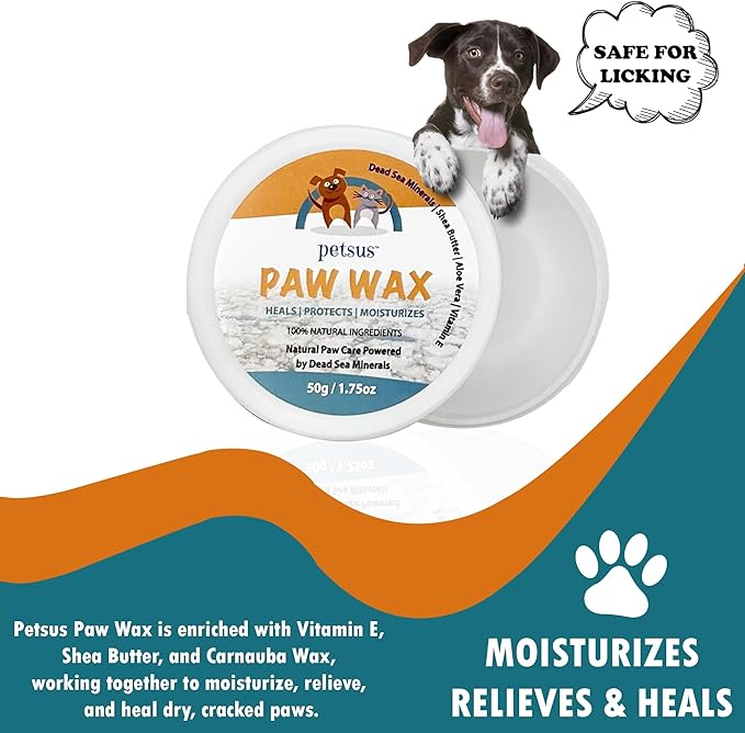 Natural Dog Paw &amp; Nose Balm – Moisturizing Paw Wax with Dead Sea Minerals | Lick-Safe, Organic Balm for Dry, Cracked Paws &amp; Dry Noses | Heat, Ice &amp; Terrain Protection – 1.75 oz