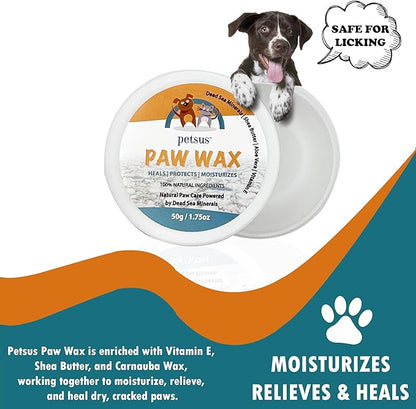 Natural Dog Paw &amp; Nose Balm – Moisturizing Paw Wax with Dead Sea Minerals | Lick-Safe, Organic Balm for Dry, Cracked Paws &amp; Dry Noses | Heat, Ice &amp; Terrain Protection – 1.75 oz