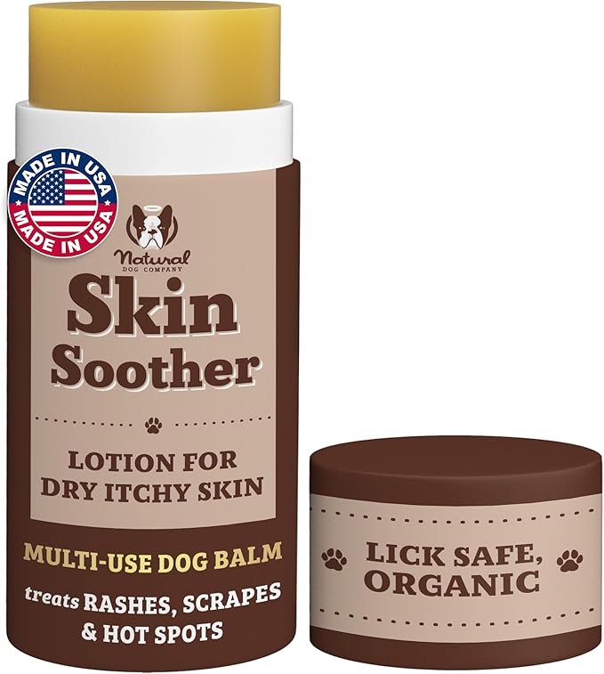 Natural Dog Company Skin Soother Balm for Skin Irritation, Allergy &amp; Itch Relief for Dogs, Hot Spot Treatment, Dog Moisturizer for Dry Skin, Healing Ointment with Coconut Oil &amp; Vitamin E (2 oz Stick)