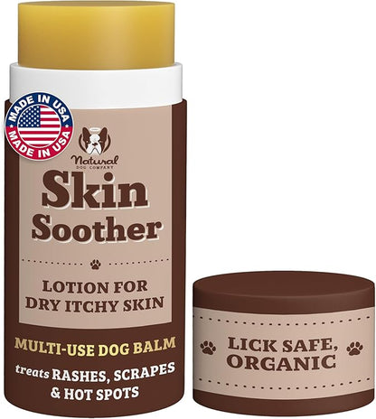 Natural Dog Company Skin Soother Balm for Skin Irritation, Allergy &amp; Itch Relief for Dogs, Hot Spot Treatment, Dog Moisturizer for Dry Skin, Healing Ointment with Coconut Oil &amp; Vitamin E (2 oz Stick)