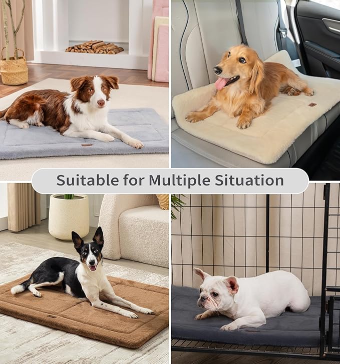Made4Pets Dog Crate Pad Bed for Extra Large Dogs, Washable &amp; Reversible, Anti-Slip Kennel Mat for Cozy Sleeping, Soft Fluffy Dog Bed for Indoor &amp; Outdoor Use, 48"x30", Dark Gray