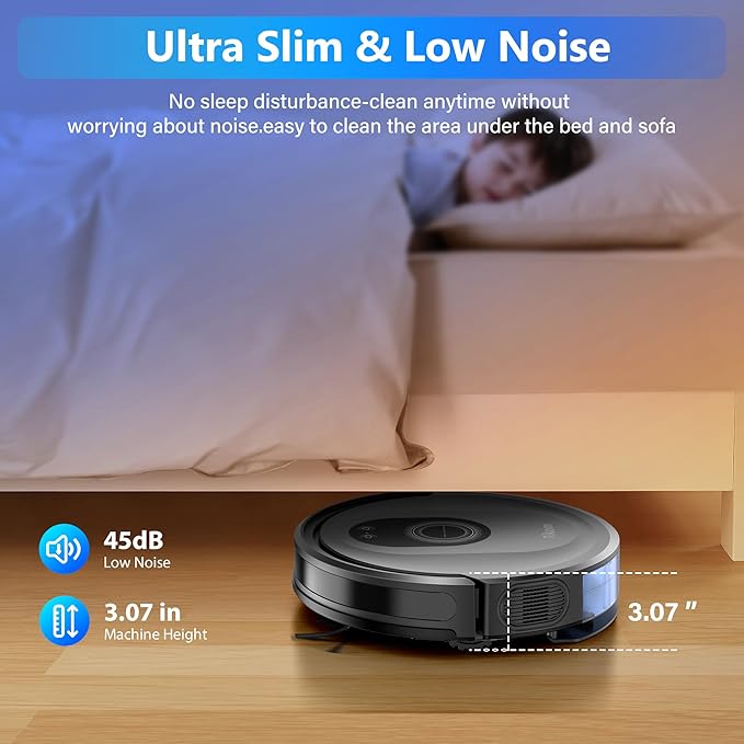 Tikom Robot Vacuum and Mop Combo, 5000Pa Robotic Vacuum Cleaner, 150 Min Max, App &amp; Remote Control, Ideal for Hard Floor, Carpet, Pet Hair, Self-Charge(G8000 Max)