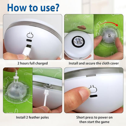 Interactive Cat Toys Rechargeable, Hide and Seek Kitten Toy with Touch Activated, Moving Concealed Feather, Tumbler Toy Design, Automatic Cat Toys for Indoor Cats to Chase and Exercise