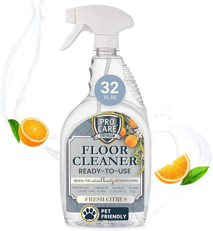 ProCare Citrus Floor Cleaner (Made in USA) | Tile, Stone, Laminate, Vinyl &amp; Natural Wood Floor Cleaner for Mopping, Floor Cleaning Solution with Citrus Aroma - 32oz / 0.95L Spray Bottle