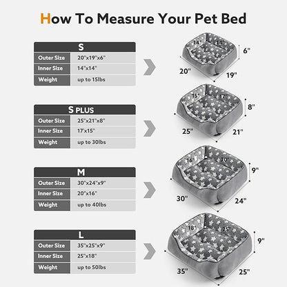 SIWA MARY Rectangle Dog Bed for Medium Large Dogs, Calming Dogs Bed Large Size, Orthopedic Dog Sofa Bed, Warming Soft Calming Sleeping Puppy Bed, Pet Bed with Anti-Slip Bottom, M(30"x24"x9")