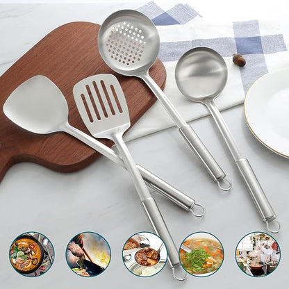 Pleafind 2-Pcs Solid &amp; Slotted Spatula Set, 304 Stainless Steel Spatula, Metal Spatulas, Wok Utensils, Cooking Utensils, Wok Spatulas for Home, Kitchen and Restaurant, Dishwasher Safe