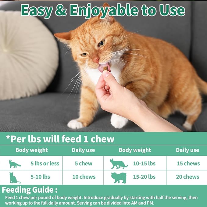 Cat Probiotics Tasty Chews for Digestive &amp; Gut Support - Crunchy &amp; Creamy Texture - Cat Gut Health, Constipation Relief, Healthy Stool, Natural Supplement for Cats, Chicken Flavor - 500 Chews