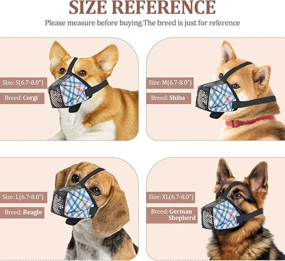 Dog Muzzle for Small Large Dogs - Soft Nylon Basket Muzzle with Adjustable Strap, Breathable Mesh Design Prevents Biting Chewing Licking Eating - Ideal for Training, Grooming &amp; Vet Visits (Blue, S)