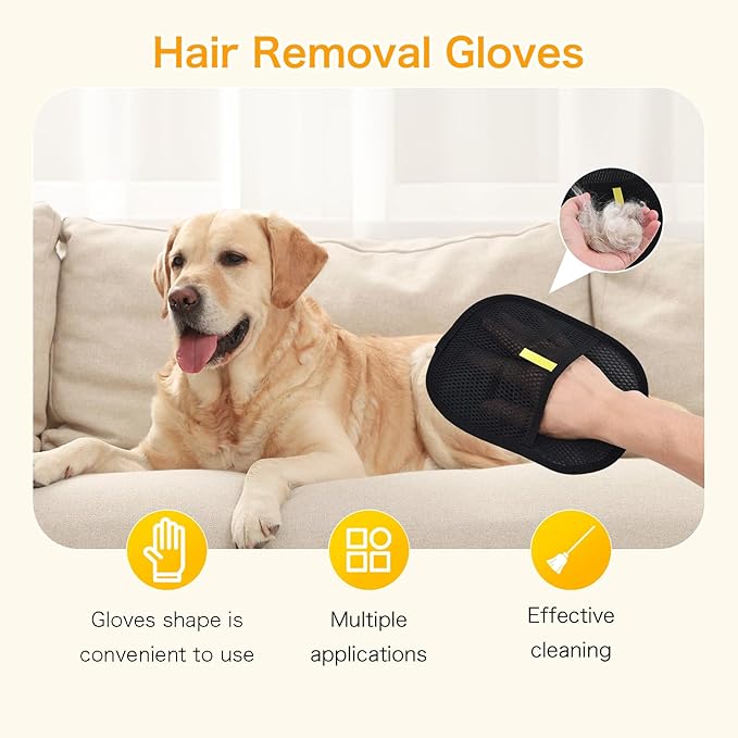 5pc Pet Hair Removal Gloves, Reusable Cats &amp; Dogs Pet Hair Removal Tool,Efficient Pet Hair Removal Electrostatic Gloves is Suitable for Clothes, Sofas, Beds and Carpets