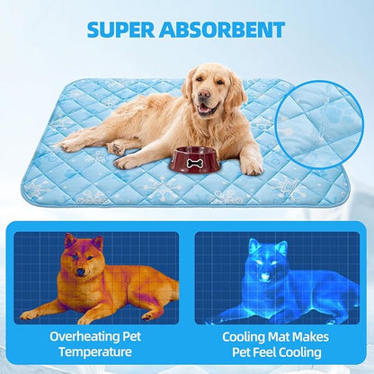 Homimp Dog Cooling Mat,27.5" x 38.5" Thicken Self-Cooling Mat for Dog Large,Internal Waterproof&amp; Endothermic,Washable Pet Ice Cool Pad Blanket,Pet Sleeping Pad for Indoor Outdoor in Summer, Non-Toxic