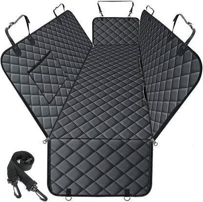 Waterproof Dog Car Seat Cover for Back Seat - Durable, Scratch Proof Pet Hammock with Nonslip Design &amp; Storage Pockets, Fits Cars, SUVs, Trucks- S, Black