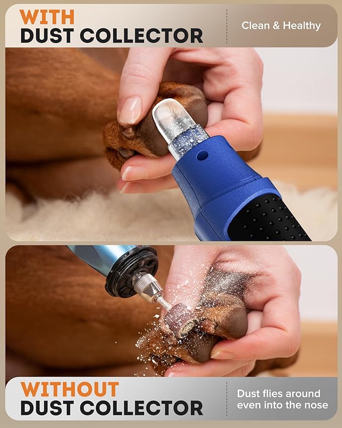 YABIFE 7-Speed Pet Nail Grinder with Light – Heavy Duty, Whisper Quiet Nail Trimmer for Dogs, Cats, Birds &amp; Small Animals – Single-Handed Operation