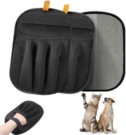 2Pcs Pet Hair Remover Gloves for Cats &amp; Dogs, Electrostatic Pet Hair Removal Glove Brush, Upgraded Reusable Animal Fur Removal Tool, Pet Grooming Gloves for Clothing, Couch, Carpet, Car Seatd
