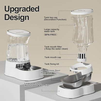 Gardner Pet Automatic Dog Water Dispenser Gravity Stainless Steel Water Waterer Feeder, 100% BPA-Free Large Capacity Water Feeding Bowls for Medium &amp; Large-Sized Dogs Cats Other Pets -(1 Gallon)