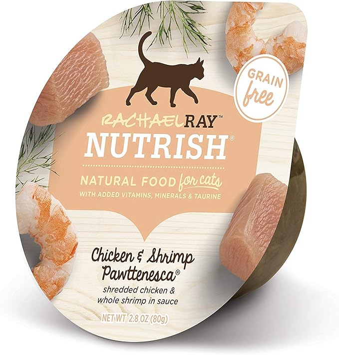 Rachael Ray Nutrish Natural Wet Cat Food, Chicken &amp; Shrimp Pawttenesca Recipe, 2.8 Ounce Cup (Pack of 12), Grain Free (6303370281)