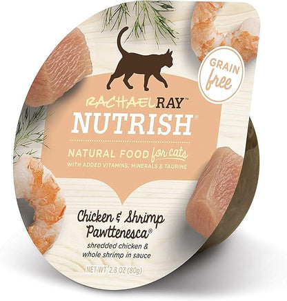 Rachael Ray Nutrish Natural Wet Cat Food, Chicken &amp; Shrimp Pawttenesca Recipe, 2.8 Ounce Cup (Pack of 12), Grain Free (6303370281)