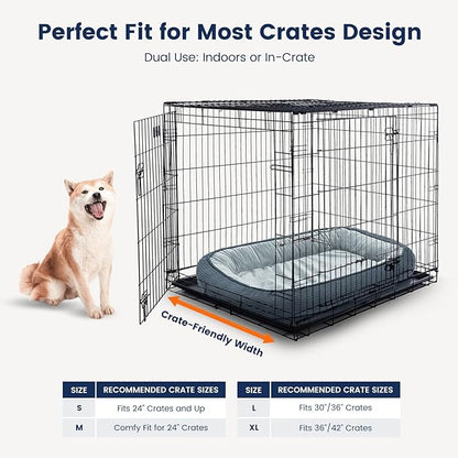 Orthopedic Cat Beds for Indoor Cats, Egg-Crate Memory Foam Pet Sofa with Bolster Sides, Oval Crate Bed, Washable Removable Cover &amp; Non-Slip Bottom, Haze Blue