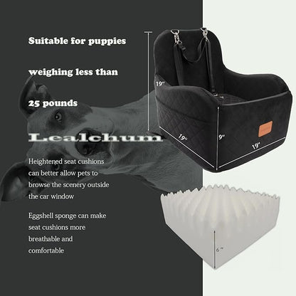 Dog Booster Car Seat for Small/Medium Dogs Up to 35lbs,Elevated Cushion Fits in Front/Back Seat,Fully Detachable and Washable,2 Storage Pockets &amp; Dog Leashes,Easy to Install(Black,Medium)