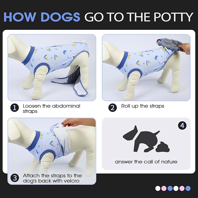 FUAMEY Recovery Suit for Dogs After Surgery,Soft Breathable Dog Bodysuit E-Collar &amp; Cone Alternative Surgical Suit,Male Female Dog Neuter Spay Suits Anti Licking Wounds Onesie Blue Boat XS