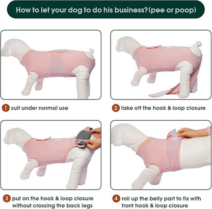 Kuoser Dog Surgery Suit Female Spay, Dog Recovery Suit Male Neuter, Puppy Clothes Onesie for Surgery Anti Licking Abdominal Wounds Pet Surgical Recovery Bodysuit Shirt, Substitute E-Collar &amp; Cone