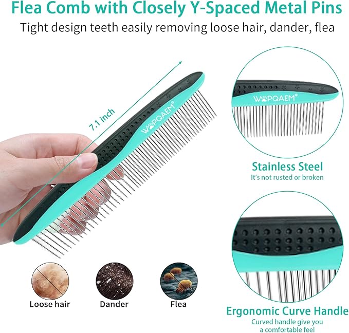 Dog Brush for Shedding Short Long Haired Cats, 5 in 1 Pet Grooming Kit for Small Medium &amp; Large Animals. Removes Loose Fur, Mats, Tangled. Easy Cleaning. Undercoat Rake + Steam Brush Included