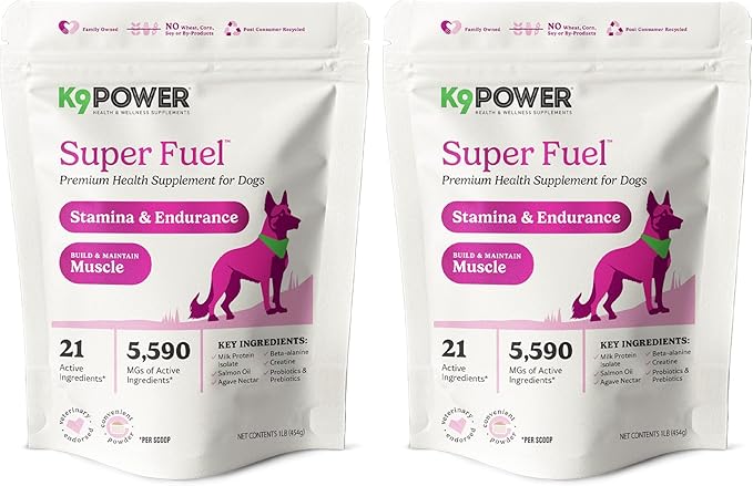 K9 Power Super Fuel for Dogs 1lb - Boosts Energy Levels - Supports Muscle Growth &amp; Enhances Joint Health - Pack of 2