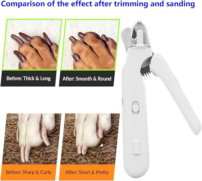 2 In 1 Pet Nail Clipper and Grinder, Professional Electric Rechargeable Pet Nail Fast Trimmer, Painless, Claw Care Grooming, Smoothing, Silent - Shockproof, For Small, Large Dogs &amp; Cats, upgraded