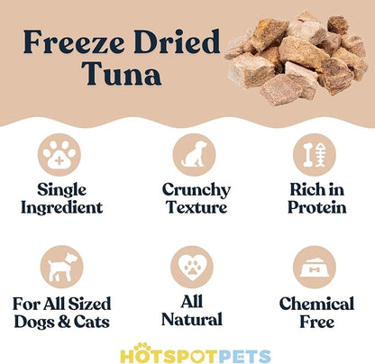 hotspot pets Freeze Dried Tuna Treats for Cats &amp; Dogs - Made in USA, 1lb Value Bag, Single Ingredient, All Natural -Healthy, High Protein, Perfect for Training, Topper or Snack