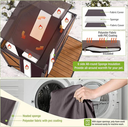 Dog House Outdoor Large Insulated Dog Kennel with Liner for Winter Waterproof Dog Cage for Small &amp; Medium &amp; Large Dogs,Unique All-Around Iron Frame