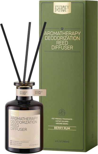Reed Diffuser for Pet Odor Elimination, Berry Rum, Non-Toxic &amp; Pet-Friendly Air Freshening, 6 Oz
