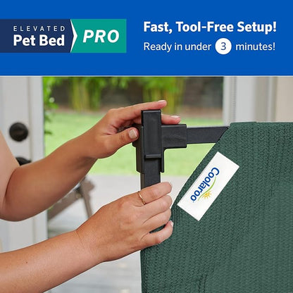 Coolaroo Pro Elevated Dog Bed - Low-Profile Access, Moisture-Resistant Cover, Breathable Fabric &amp; Tool-Free Setup, Brunswick Green, Standard