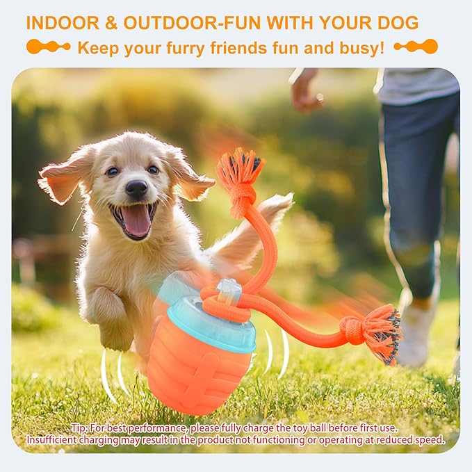 Interactive Dog Toys - [2025 Newly Upgraded] Motion Activated Ball for Small/Medium/Large Dogs, Automatic Moving Dog Toy Wicked Ball for Boredom &amp; Training, Music, USB Rechargeable (Orange)