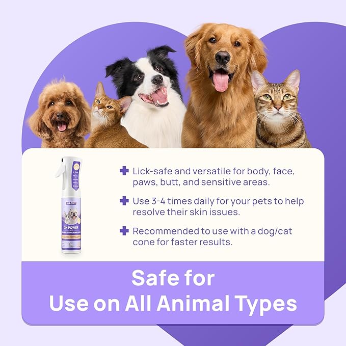 HICC PET Dog Hot Spot Treatment Spray, Itch Relief for Dog Care&amp; Cat Care, 2X Strength for Dog Wound Care, Alleviate Dry Itchy Skin, Allergies, Inflammation, Dog Skin Irritation Treatment, 10 fl oz