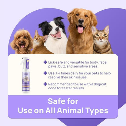 HICC PET Dog Hot Spot Treatment Spray, Itch Relief for Dog Care&amp; Cat Care, 2X Strength for Dog Wound Care, Alleviate Dry Itchy Skin, Allergies, Inflammation, Dog Skin Irritation Treatment, 10 fl oz