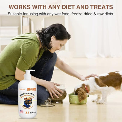 Salmon Oil for Dogs, Fish Oil for Cats, 32oz Salmon Oil for Dogs Skin and Coat Fish Oil Supplements with Vitamin D, EPA + DHA for Itchy Relief, Immune Support for Joints &amp; Heart, Dry Skin &amp; Allergies