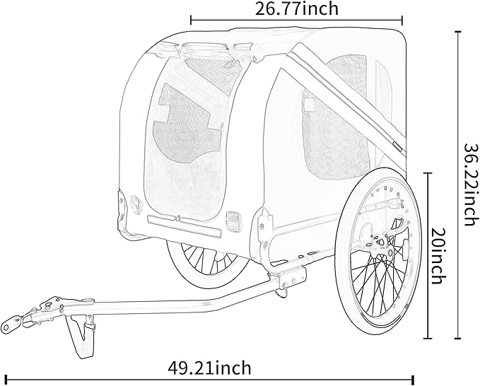 Blue-Grey Large Folding Bike Trailer for Dogs – Heavy-Duty Steel Frame, 66LB Capacity Pet Carrier for All-Terrain Cycling, Jogging &amp; Camping Adventures!