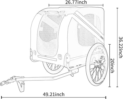 Blue-Grey Large Folding Bike Trailer for Dogs – Heavy-Duty Steel Frame, 66LB Capacity Pet Carrier for All-Terrain Cycling, Jogging &amp; Camping Adventures!