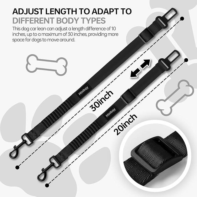Thickened Dog Seat Belt for Car, 3 Pack Set Retractable Dog Car Leash Adjustable Dog Seat Belt for Vehicle Nylon Pet Safety Seat Belts Heavy Duty &amp; Elastic,Seat Belt for Large Dogs in Car, Black