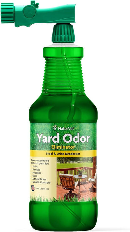 NaturVet – Yard Odor Eliminator – Eliminate Stool and Urine Odors from Lawn and Yard – Designed for Use on Grass, Plants, Patios, Gravel, Concrete &amp; More – 31.6 oz Ready-to-Use with Nozzle