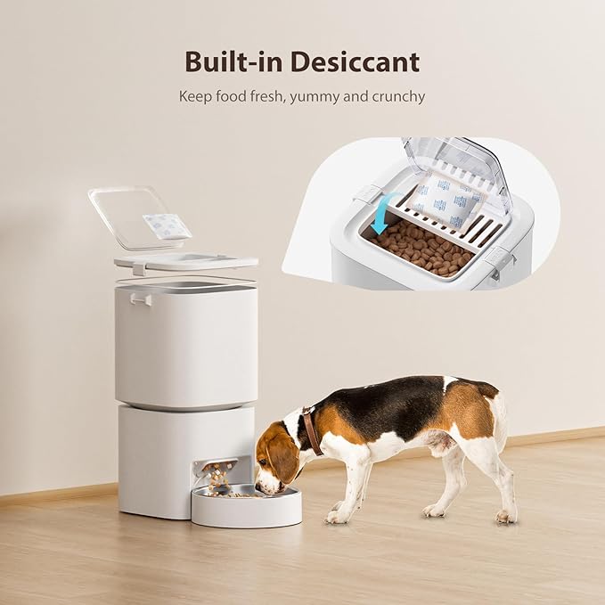 5L/21 Cups Automatic Cat Feeder, Timed Automatic Pet Feeders, Cat Dry Food Dispenser Dual Power, 10 Meals Programmable 1-15 Portion Control Cats Feeder, Pet Food Dispenser for Cats &amp; Puppy(Not WiFi)