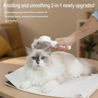 2-in-1 Pet Deshedding Brush Cat Dematting Comb for Indoor Cats and Dogs Comb for Shedding Long &amp; Short Hair Gentle Massage Grooming Tool Easy to Remove Loose Undercoat,Matted Fur &amp; Tangles