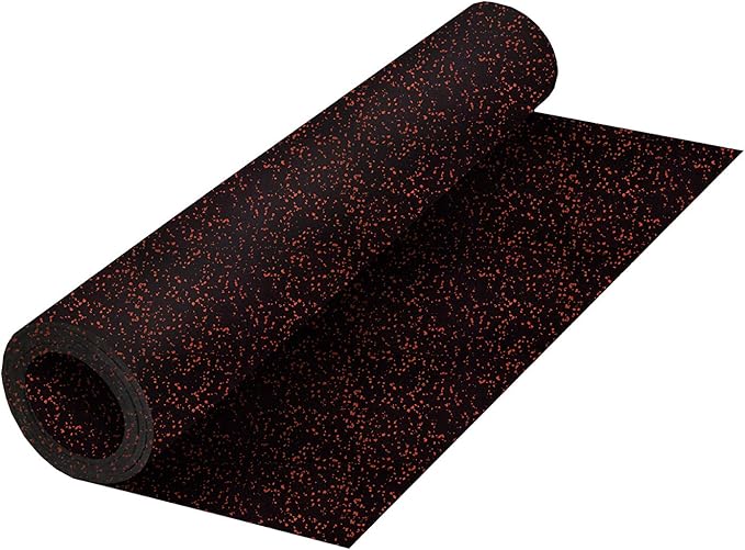 Genaflex Rubber Gym Floor Mat - 8mm Thick - Heavy Duty Commercial Protective Gym Flooring Roll (10% Red, 4&